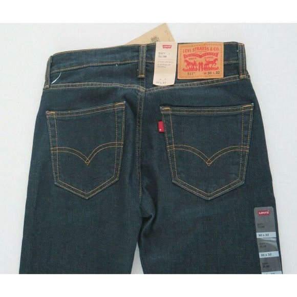 Levi's 511 Slim Men's Sz 30 x 32 Dark Indigo Original Riveted Denim Jeans - Picture 5 of 7